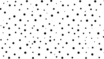 Abstract scattered black circles of varying sizes on white background