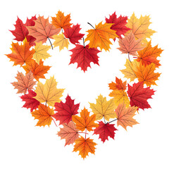 Fototapeta premium Heart shape made of colorful autumn maple leaves on a black background
