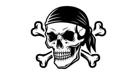 Skull with crossbones, a symbol of piracy, danger, and rebellion, evoking a sense of adventure and the unknown