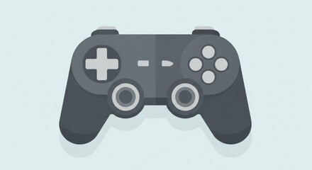 A gray gamepad, a controller for video games, with buttons and joysticks for playing and controlling the game