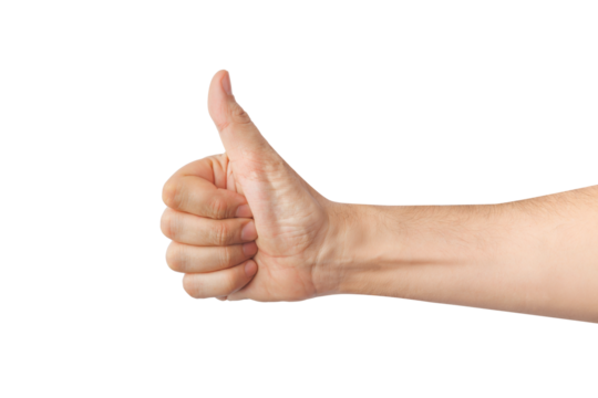 hand showing thumbs up isolated background