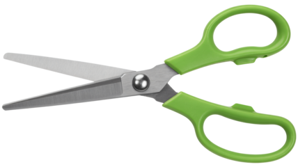 Craft with ease using sharp green handled scissors for projects