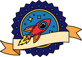 logotype of A rocket is flying through the sky