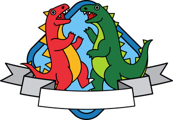 logotype of two dinosaurs are fighting each other