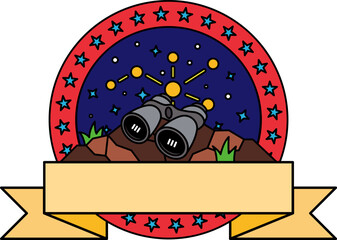logotype of a stars and a pair of binoculars