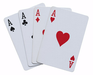 Four Aces playing cards representing winning, luck, and success, perfect for gambling, poker, and casino themes