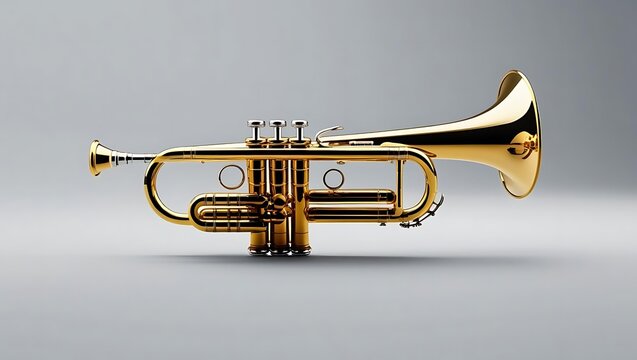 Shiny Golden Trumpet Laying Flat a Symbol of Jazz Classical Music and Artistic Expression