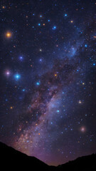 Milky Way galaxy unfolds in a stunning display of stars and nebulae against the night sky. Immense beauty and mystery of the cosmos