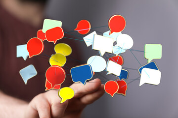 Innovative depiction of digital communication and networking, highlighting the interconnectedness...