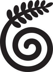 Elegant fern frond with a spiral stem isolated on white background for decoration