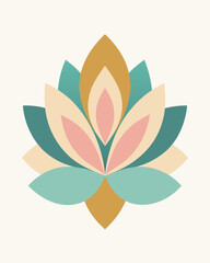 Elegant lotus flower vector illustration with a retro color palette