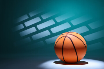Basketball Photographed in a Studio with Patterned Background