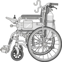 Electric Wheelchair with Oxygen Tank.