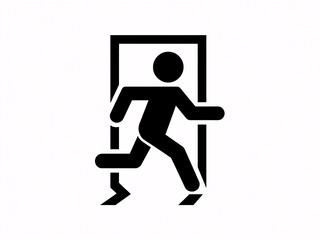Emergency exit sign indicating escape route and safety during a crisis situation, essential for workplace guidance.