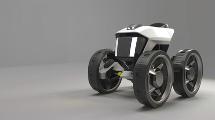 Close-up of Intelligent Wheeled Robot, Showing Mechanical Structure and Tech Sense