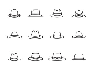 Fashion Hat line art minimal classic look