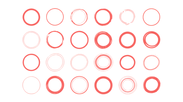 Circle design elements for highlighting, drawing attention use now