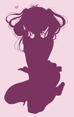 小悪魔風の女性　シルエット