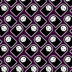 Fototapeta premium Halloween ghost pattern on purple background for spooky holiday designs