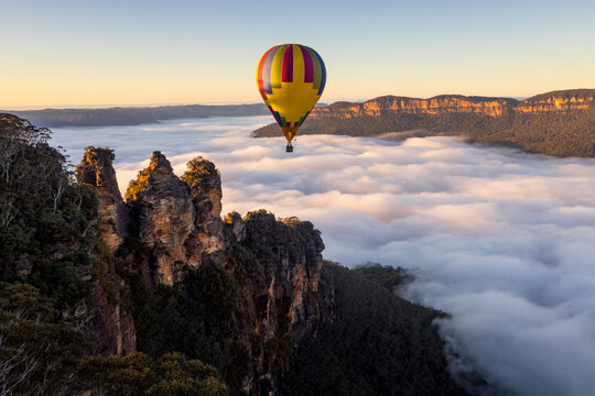 Hot Air Balloon Over Three Sisters Katoomba