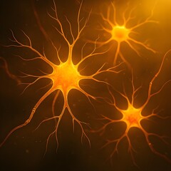 Macro neuron cluster suspended in golden mist