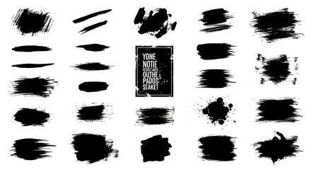 A Collection of Bold Black Brush Strokes and Splatters for Artistic and Creative Design Projects
