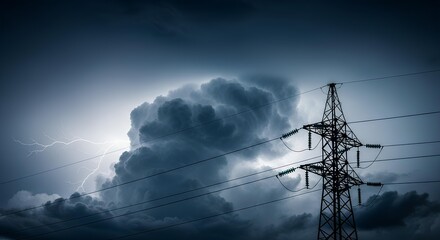 Power lines beneath the stormy sky