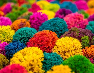 Close-up of vibrant, colorful, textured, abstract organic clusters