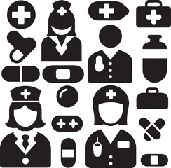 Collection of medical and healthcare icons