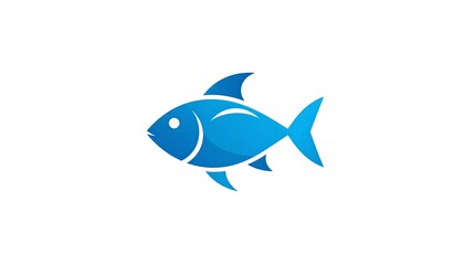 Fototapeta premium A stylized, gradient-filled blue fish graphic on a stark white background