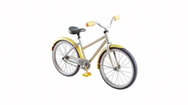 A realistic 3D bicycle model featuring a yellow and gray color scheme, designed for display or animation.