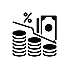 Black solid icon for market inflation