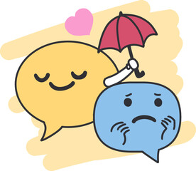 Empathy and Caring Concept with Cute Characters. Perfect for concepts of friendship, empathy, support, communication, mental health, and caring relationships