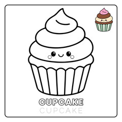 cupcake Cute Dessert Food Children coloring page
