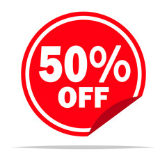 50 percent off label sticker vector isolated illustration