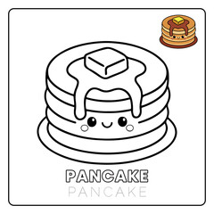 Pancake Cute Dessert Food Children coloring page