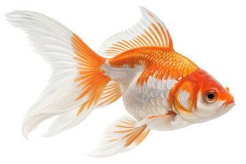 Elegant Goldfish with Flowing Fins and Vibrant Orange-White Colors.
