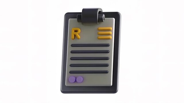 A 3D icon of a clipboard featuring a unique design with colored elements and a distinctive clip.