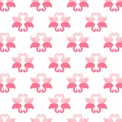 Romantic Pink Swan Love Embrace Vector Pattern can be use for background and apparel design