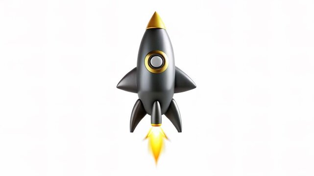 A sleek rocket with a golden tip launching into space, symbolizing innovation and progress.