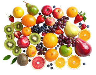 A vibrant, diverse assortment of fresh fruits arranged closely together