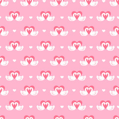 Heartfelt Swans Romantic Ripples Vector Pattern can be use for background and apparel design