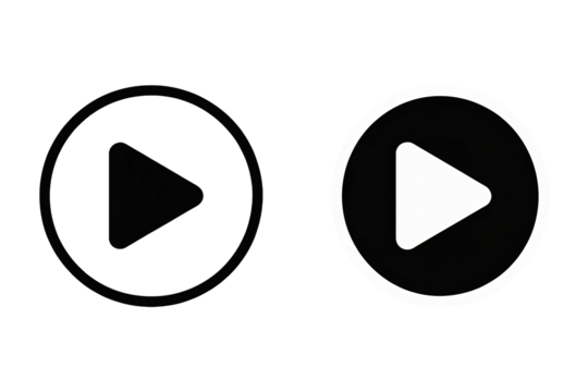 Play button icon set for video streaming and media playback