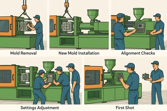 Industrial Changeover Process with Equipment Adjustment for Manufacturing Efficiency
