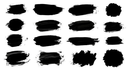 Collection of Abstract Black Paint Brush Strokes and Textures for Artistic Design Elements