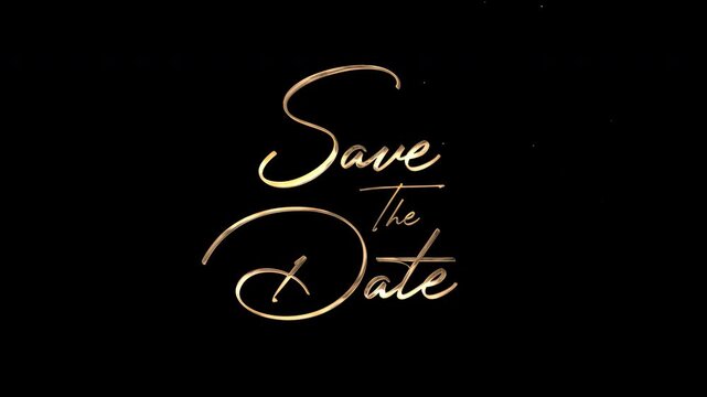 Save The Date featuring elegant gold foil calligraphy and decorative liquid splash elements an excellent choice for materials like wedding invitations formal event announcements or digital banners