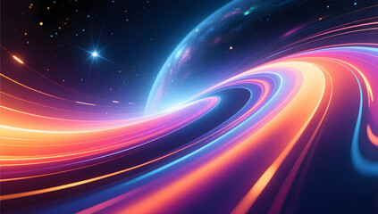 Abstract tech background with dynamic swoosh and light effects