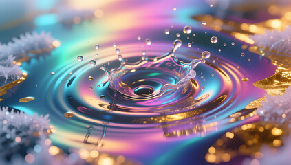 Colorful flow whirlpools and splashing water close-up