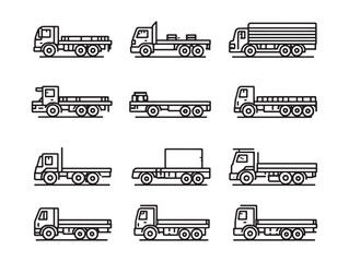 Flatbed Truck line art design guide