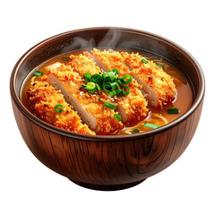 Delicious Japanese ramen with crispy, breaded chicken cutlet and green onions